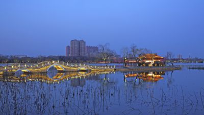 碧波深处小桥横